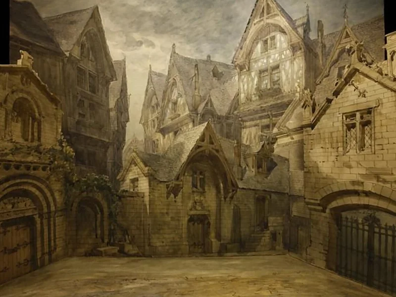 1817-Auguste Alfred Rubé - Gli Ugonotti, modellino scenografico della scena 2 dell'Atto V (1875)